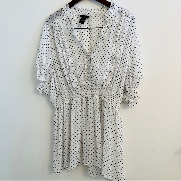 torrid Tops - Torrid ruffle front sheer white polkadot blouse 4X